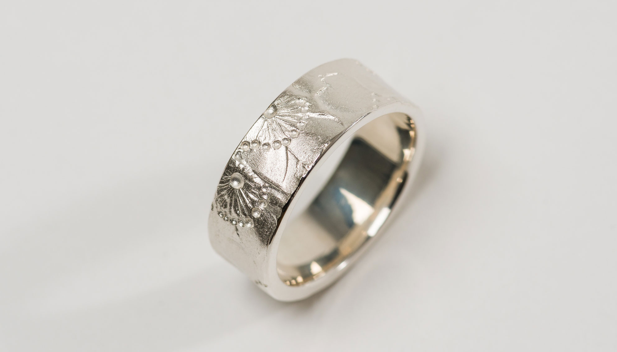 Kirschblütenkollektion - Ring (Silber) mit gewalzten Blüten ohne Stein